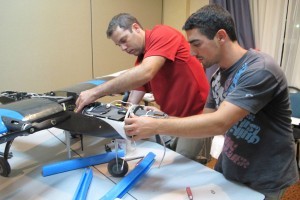 Technion team members working on the airborne system