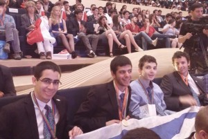 Israeli students at the competition (from right to left): Roni Arenzon, Ron Solan, Nadav Genossar and Itai Zvieli