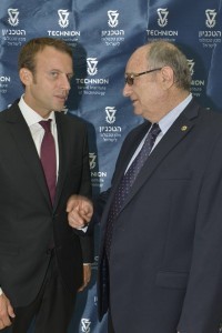 Technion President Prof. Peretz Lavie with the French Minister  Emmanuel Macron 