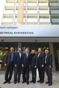 - Right to left: Prof. Boaz Golani, Alan and Caryn Viterbi, Professor Andrew Viterbi, Technion President Prof. Peretz Lavie and Dean of the Faculty of Electrical Engineering Prof. Ariel Orda.