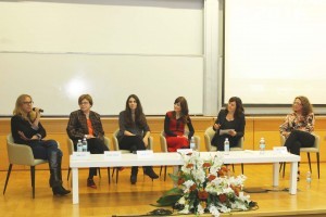 פאנל "יוזמות" של נשים מובילות בטכנולוגיה, בתמונה מימין לשמאל: פרופ' רבקה כרמי, עינב גלילי, יונינה אלדר, איריס שור, מקסין פסברג, רונה שגב