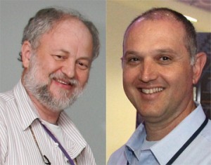  בתמונה : פרופסור מיכאל אלעד (מימין) ופרופסור אלפרד ברוקשטיין. צילום : דוברות הטכניון