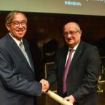The President of Technion awards the certificate to Dr. Moshe Marom