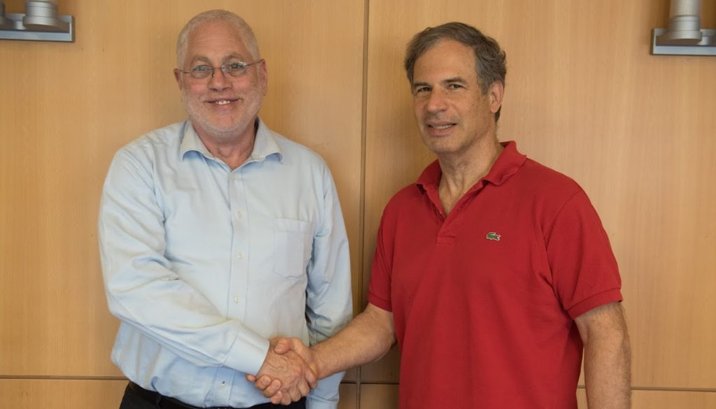 Israel's next astronaut Eytan Stibbe (right) and Technion President Prof. Uri Shamir (left) at Technion City, May 2021.