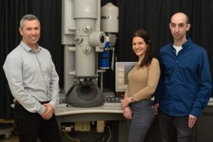 Group photo. L-R: Professor Yehonadav Bekenstein, Sasha Khalfin and Noam Veber Credit: Rami Shelush