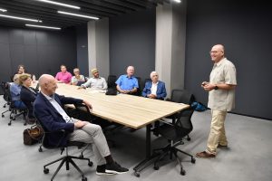 The delegation in the Mehoudar Center with Prof. Ezri Tarazi, Head of the T-Hub and Mr. Boaz Drori, Director of the Mehoudar Center