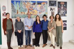 R-L: Technion Student Association chairman Liby Manash; Dean of Students Prof. Ayelet Fishman, Exhibition Curator Valeria Geselev, Israeli Hope Officer at the Technion Effi Barka’i Goral, Senior Technion Executive Vice President Prof. Oded Rabinovitch, Vice President for Diversity and Inclusion Prof. Adi Salzberg, and Dr. Janna Shainsky-Roitman, the Dean of Students