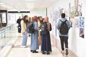 Students at the exhibition