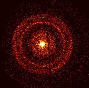 The GRB221009A burst as recorded about an hour after the first one was documented by the SWIFT telescope. Credit: NASA/Swift/A. Beardmore (University of Leicester)