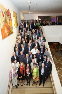 Group photograph of the conference participants from the three universities. In front: Andi and Larry Wolfe and Technion President, Prof. Uri Sivan