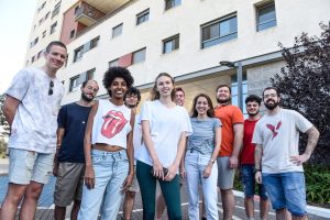 Anières Program students in front of their dorms building