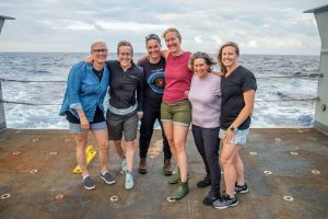 The six Principal Investigators who led the expedition, L-R: Prof. Anitra Ingalls, University of Washington; Prof. Virginia Armbrust (the expedition’s chief scientist), University of Washington; Prof. Angelicque White, University of Hawaii; Prof. Lauren Juranek, University of Oregon; Prof. Debbie Lindell from the Technion; Prof. Randelle Bundy, University of Washington.