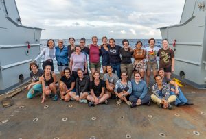 Group photo of the women on board