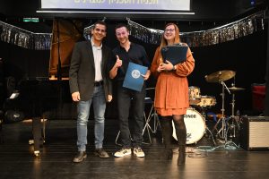 From left: Current program head Prof. Eitan Yaakobi, student Roy Dayan, and Melinda Margulis.