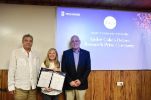 From left to right: Mr. Sidney Boukhris, Prof. Jackie Schiller and Technion President Prof. Uri Sivan