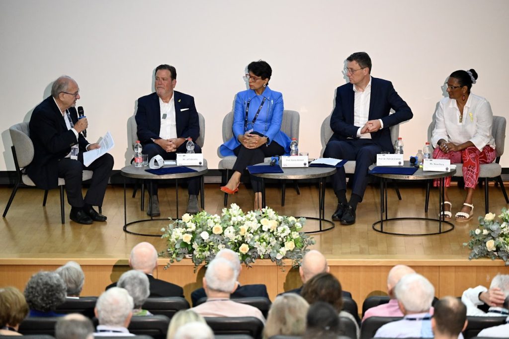 The panel, from left to right: Prof. Emeritus Peretz Lavie, Attorney Jeff Abrams, Prof. Qanta Ahmed, Prof. Dr. Patrick Cramer, Nova Peris