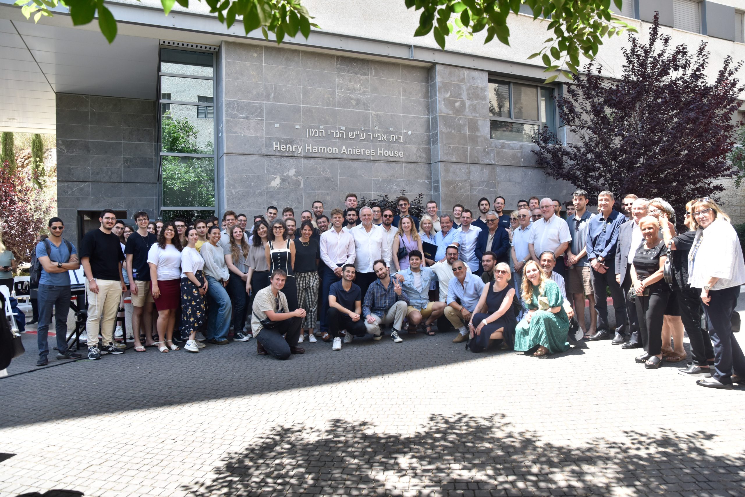 Marc Hamon and family with Technion President Prof. Uri Sivan and students in the Anières Program