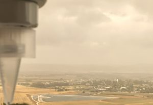 Air sampling during a dust storm. Credit: Naama Lang-Yona