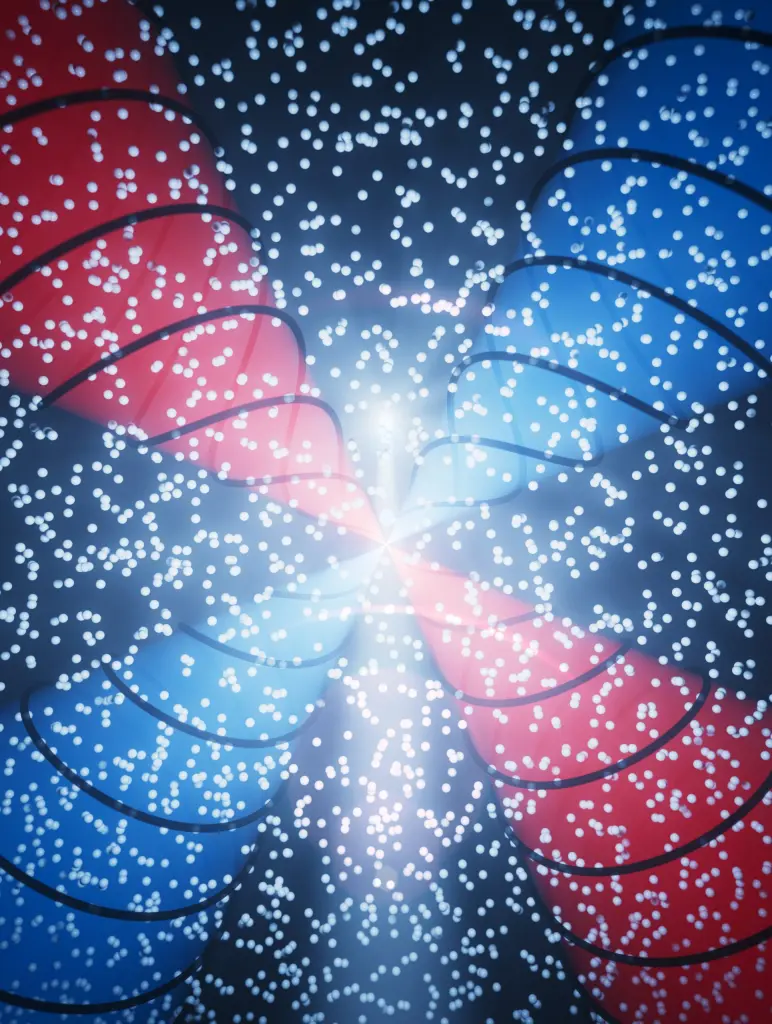 Illustration: Spin-locking effect of photons scattered from nanoparticles in a liquid, moving randomly due to Brownian motion.